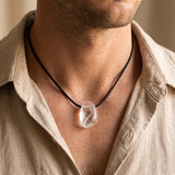 Pendentif Pierre Blanche Roulée et Percée, Cristal de Roche Naturel