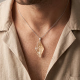 Pendentif Citrine Chauffée Brute Non Polie d'Environ 2 cm, Homme et Femme