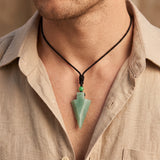 Collier Pierre Homme et Femme, Pointe de Flèche en Aventurine Verte