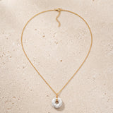 Collier Howlite Blanche Doré, Pendentif Donut 17 mm