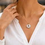 Collier Howlite Blanche Doré, Pendentif Donut 17 mm