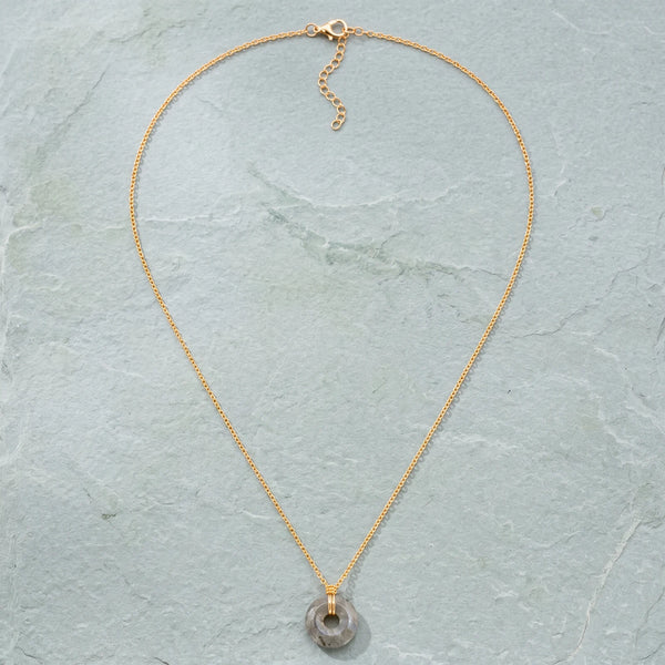 Collier labradorite sur chaîne en acier inoxydable doré de 48 à 53 cm