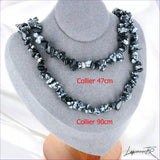 Collier femme (Pureté Hivernale) en Obsidienne Neige baroque, bijou de calme et d'équilibre.