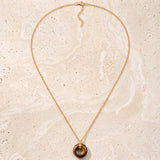 Collier Œil de Tigre Femme, Pendentif Donut sur Chaîne Dorée