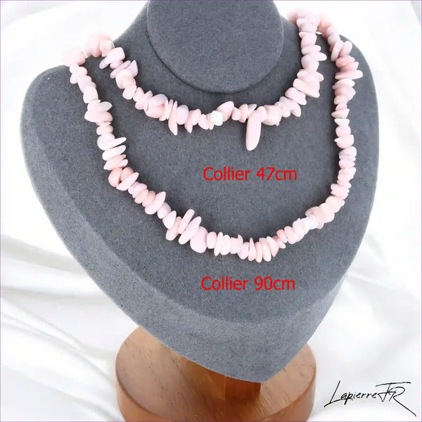 Collier femme (Murmure d'Espoir) en Opale Rose baroque, bijou d'espoir et de guérison émotionnelle.