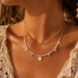 Collier à Pampilles Cristal de Roche CALYA®, Double Rang Doré