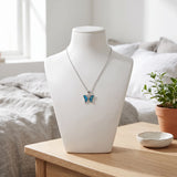 Collier Pendentif Papillon Bleu en Nacre Naturelle