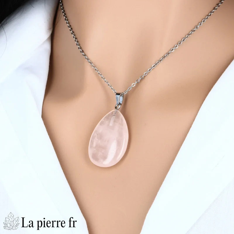Collier-Pendentif en Quartz Rose - La Pierre FR