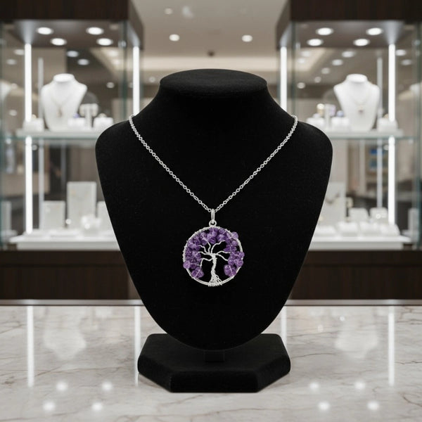 Pendentif Arbre de Vie Oeil de Tigre - Au-delà des Mondes Pendentif Arbre de Vie Oeil de Tigre - Au-delà des Mondes
