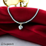 Collier Pendentif Cœur en Hématite