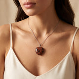 Pendentif Cœur en Obsidienne Acajou, Pierre Marron et Noire de 25 mm