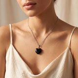 Petit Pendentif Cœur en Pierre Naturelle, Obsidienne Œil Céleste 15 mm