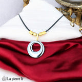 Collier Pendentif Donut en Hématite sur Cordon