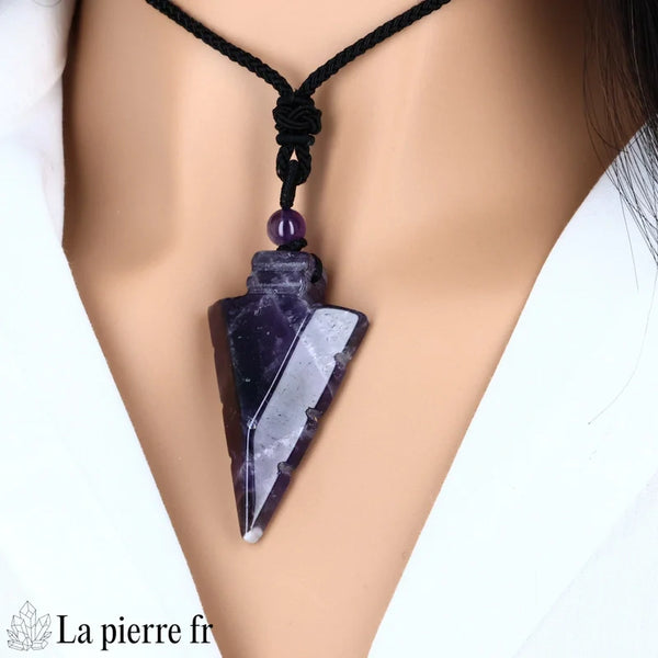 Pendentif Améthyste - Pointe de Flèche - Protection, Sagesse et Guérison