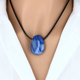 Pendentif Pierre Percée Aventurine Bleue 