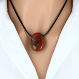 Pendentif Pierre Percée Jaspe Breschia 