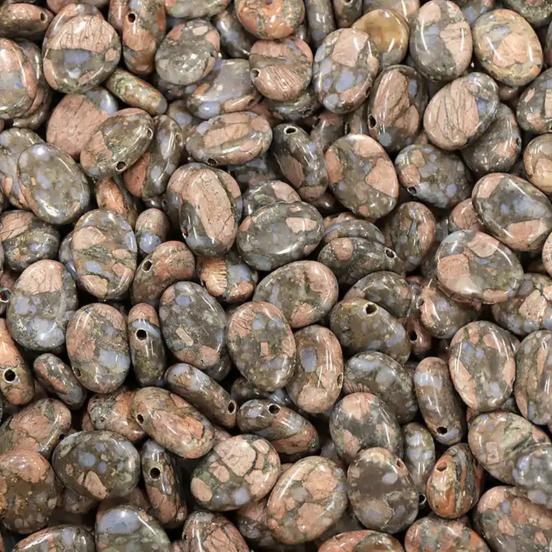 bijou libérite pierre naturelle violette et dorée ovale percée