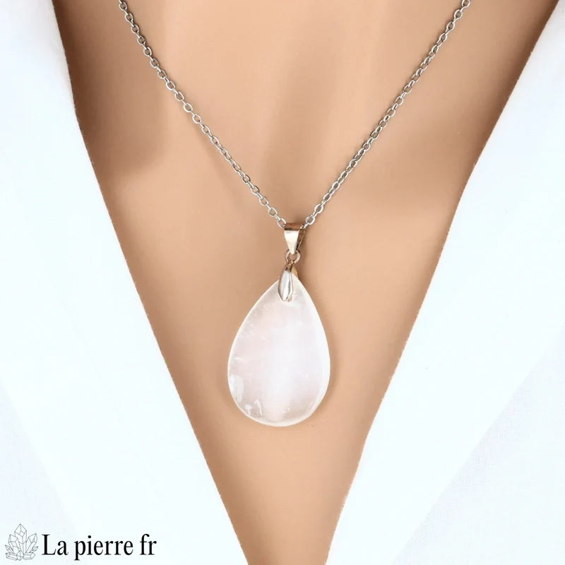 Collier-Pendentif en Sélénite du Maroc - La Pierre FR