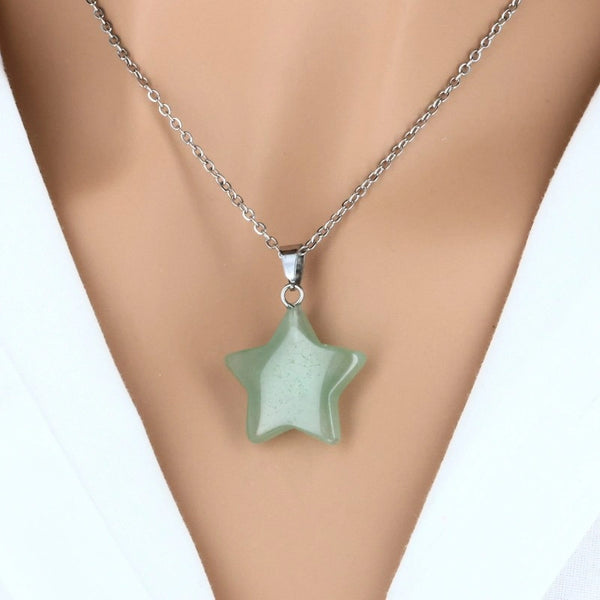 bijou étoile en pierre verte aventurine naturelle