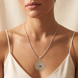 Pendentif Fleur de Vie en Argent et Pierre Naturelle — Émeraude, Améthyste ou Lapis-Lazuli