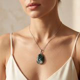 Pendentif Agate Mousse en Goutte de 30 mm, Pierre au Choix