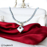 Collier Pendentif Losange en Hématite