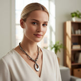 Collier Pendentif Ovale en Hématite (Anneau)