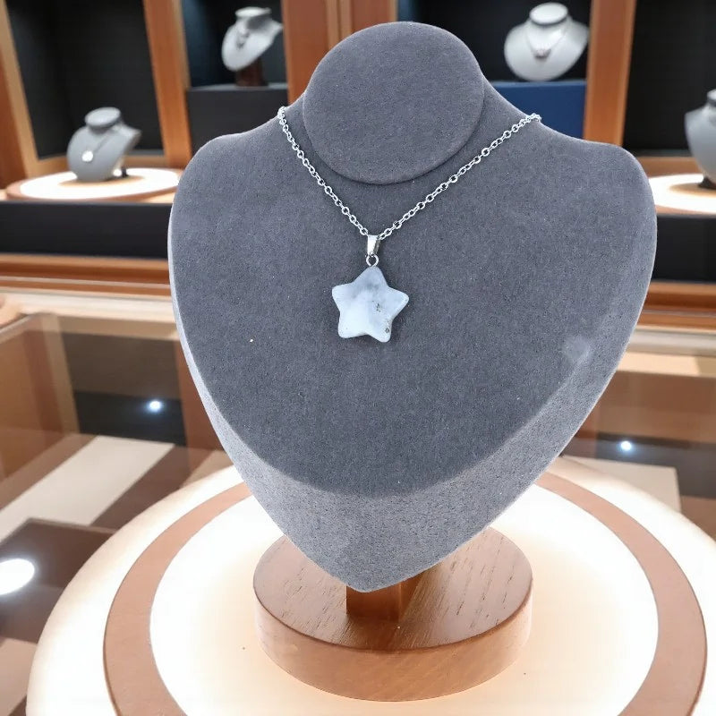 bijou étoile en labradorite pierre naturelle gris irisé