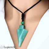 Collier-Pendentif Aventurine Verte en forme de flèche: La Pierre de la Chance et de la Réussite