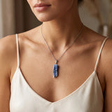 Pendentif Pierre Brute Cyanite Bleue 