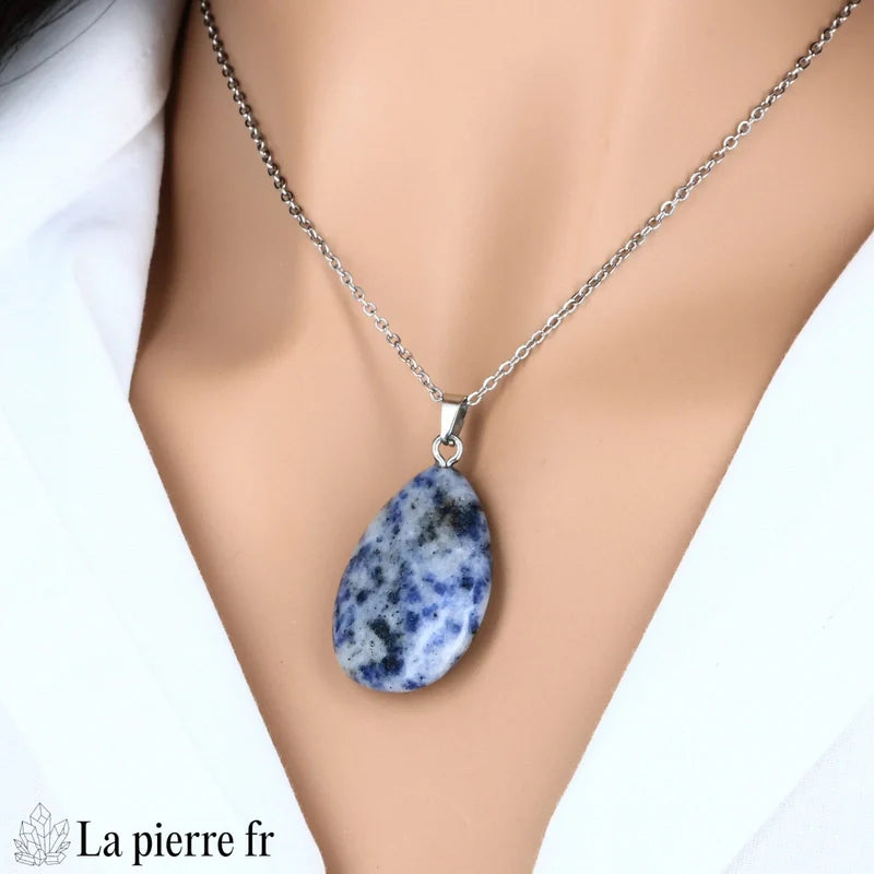 collier-Pendentif en Sodalite en forme de goutte