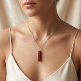 Pendentif Jaspe Rouge en Pointe de 3 cm, sur Chaîne ou Cordon