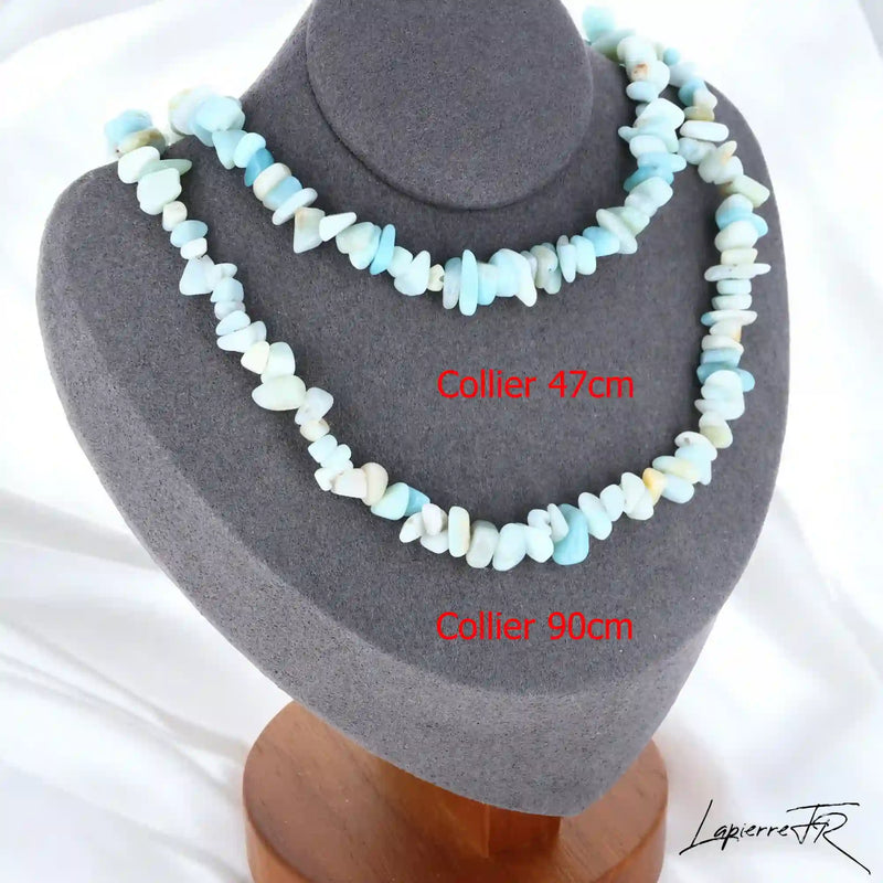 Apaisant Collier Amazonite (Onde Sereine) avec pierres baroques, création La Pierre Fr.