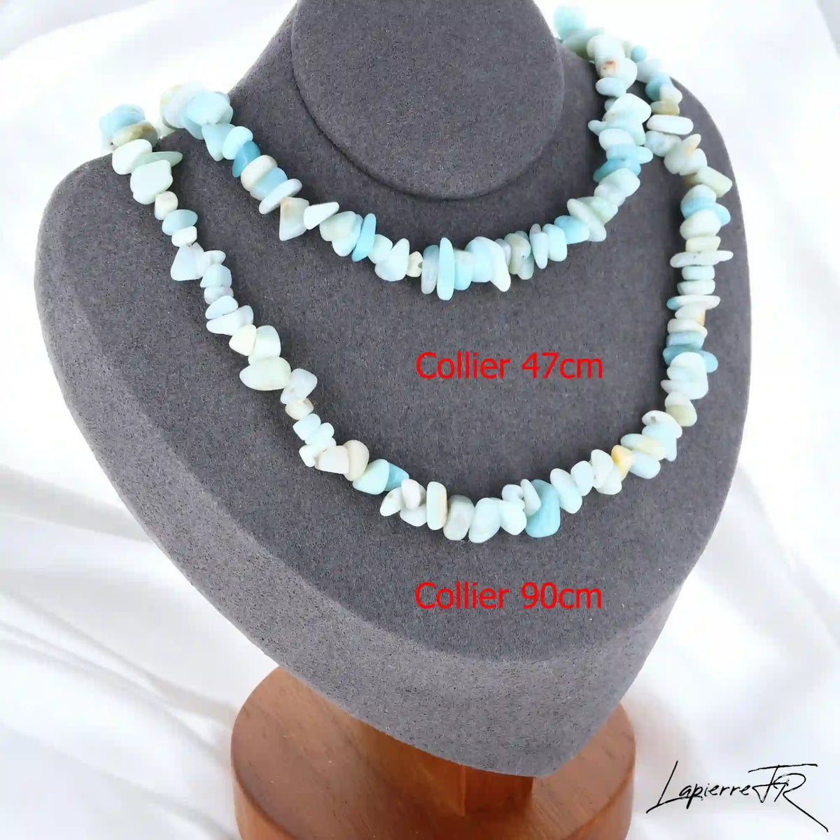 Apaisant Collier Amazonite (Onde Sereine) avec pierres baroques, création La Pierre Fr.