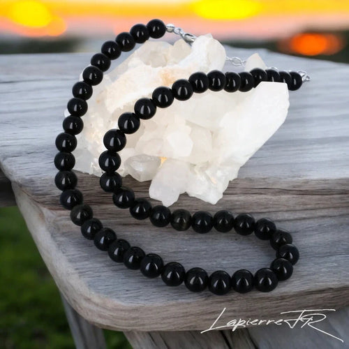 Collier pierre Obsidienne Dorée naturelle – Protection & Clarté