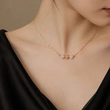 Collier Quartz Rose et Pierre de Lune TRINA®, Chaîne Fine Dorée