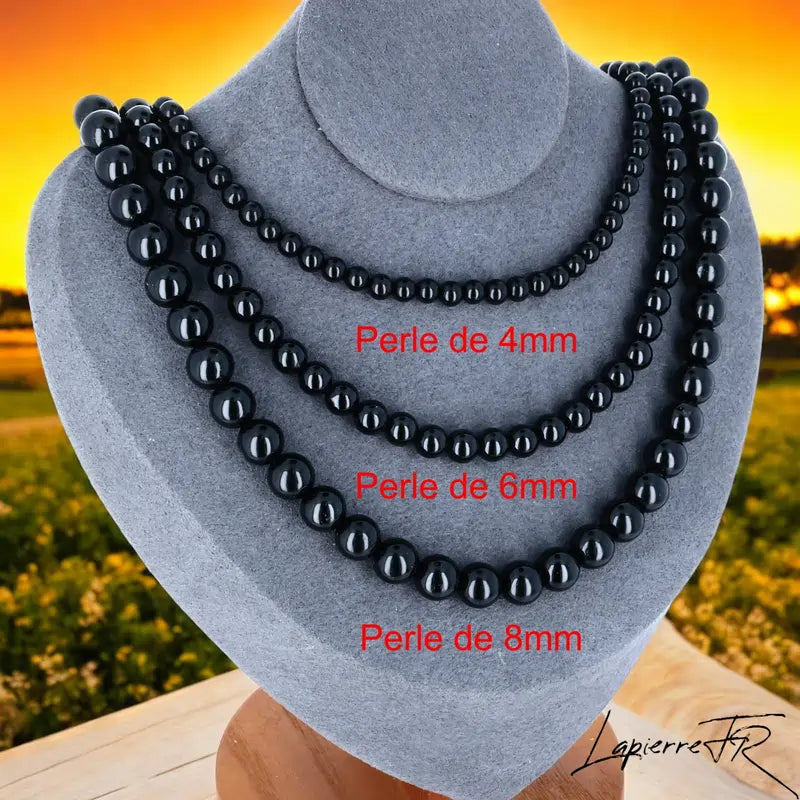 Collier Tourmaline Noire en pierre naturelle, bijou de lithothérapie pour femme, perles rondes noires véritables, symbole de protection et d’ancrage.