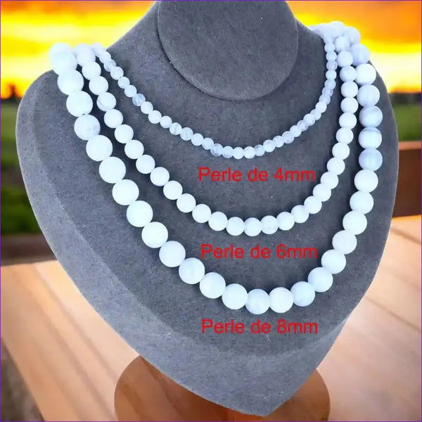 Collier en agate dentelle bleue - La Pierre FR