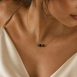 Collier Onyx, Labradorite et Œil de Tigre TRINA®, Chaîne Dorée