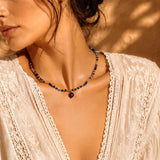 Collier Sodalite PERLÉA®, Perles Bleues Facettées sur Acier Doré