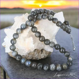 Collier en perle de pierre Labradorite – Bijou en pierre grise naturelle