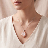 Pendentif Pierre de Lune Pêche, Pierre Plate Forme Libre, Chaîne ou Cordon