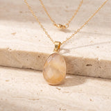 Collier Pierre Jaune en Quartz Ferrugineux FACETTA®, Pendentif Ovale Doré