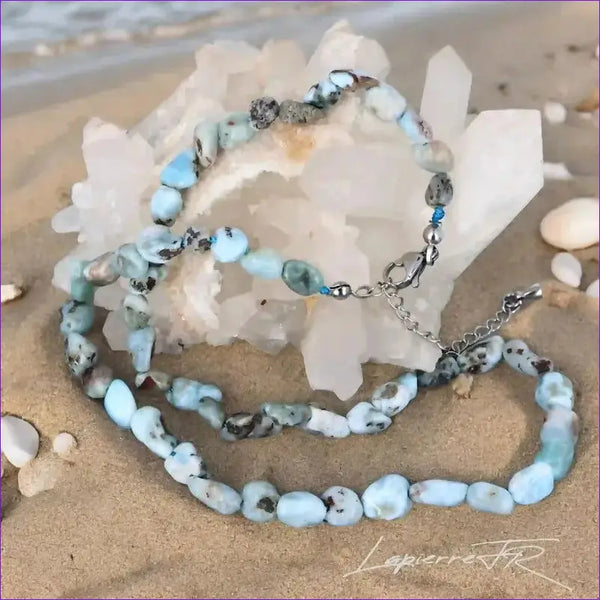 Collier pierre naturelles en Larimar - La Pierre FR
