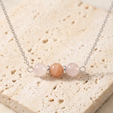 Collier Pierre de Lune et Quartz Rose TRINA®, Chaîne Fine Argentée