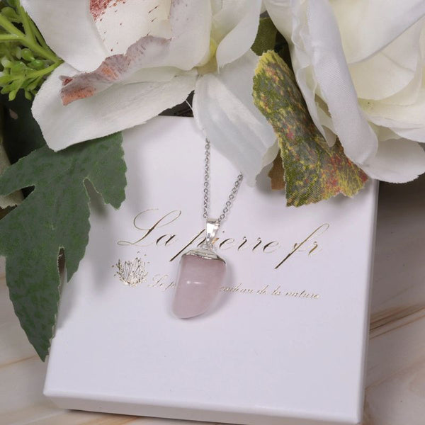 Collier pierre roulée en quartz rose