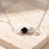Collier Tourmaline, Onyx et Cristal de Roche TRINA®, Chaîne Argentée