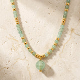 Collier Aventurine Verte PERLÉA®, Perles Facettées sur Acier Doré