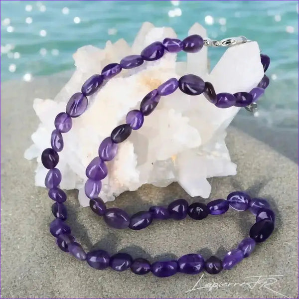 Collier pierres naturelles en Améthyste - La Pierre FR