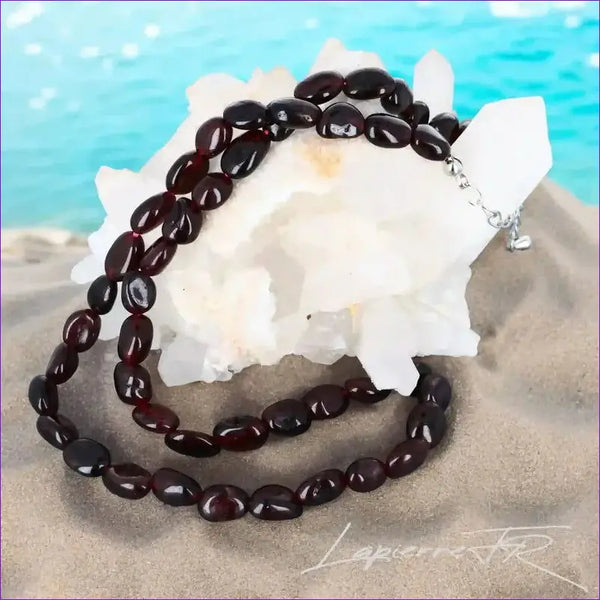 Collier pierres naturelles en Grenat rouge - La Pierre FR